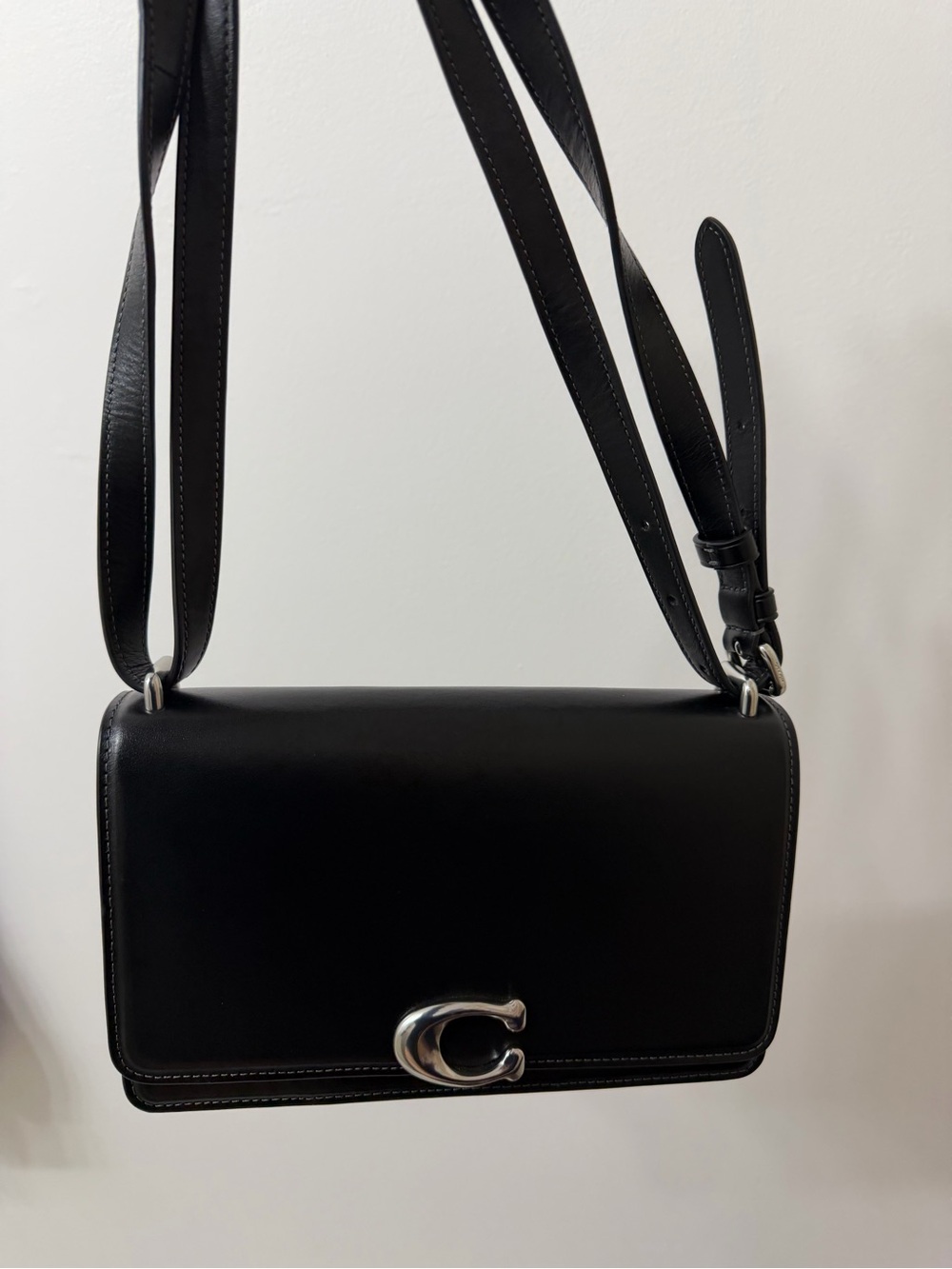 Coach Bandit Shoulder Bag Black Smooth Leather Silver Hardware Crossbody